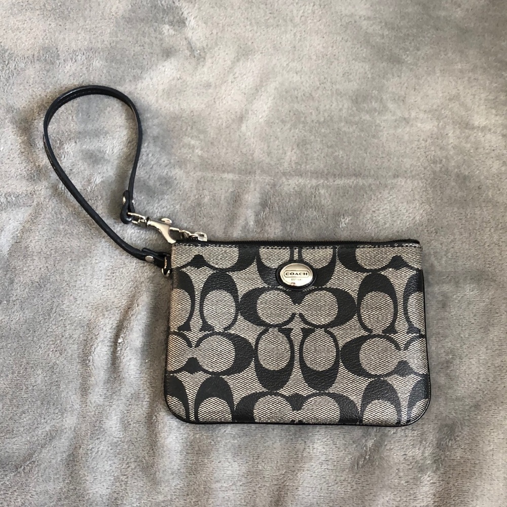 Black monogrammed coach wristlet